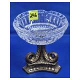 5 1/2" Crystal Ashtray on Brass Pedestal Stand
