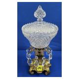Vtg Cut Crystal Compote Candy Dish on Marble Base