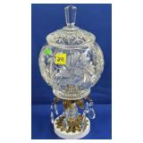Austrian Oberglas Crystal Dome on Brass Pedestal