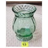 Fenton Green Glass Vase Urn - 4 7/8" H