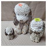 Lot of 3 Phillipinnes Folk Art Puppy Shell Statues