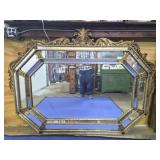 Large Hollywood Regency Gilt Multi-Panel Mirror