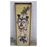 Vintage Mid-Century Gravel Art Clown Wall Hanging