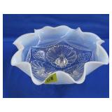 Northwood White Opalescent Ruffles & Rings Bowl