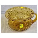 Vintage Bohemia Crystal Amber Hobnail Glass
