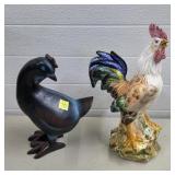 (2) Painted Rooster Figures as is