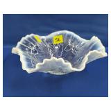 Northwood Blossoms and Palms Opalscent Glass Bowl