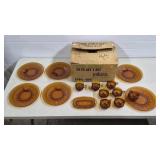 Vintage Amber Glass Snack Set as is
