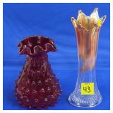 Marigold Carnival Swung Vase & Ruby Red