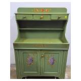Antique Green Painted Drysink w/ Grape Clusters