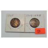 2- 1909 VBD Wheat Pennies