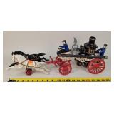 Cast Iron Horse Drawn Fire Pumper 21" Long