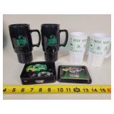 4- John Deere Cups & Collector Tin with Nascars