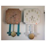 2- Vintage Wooden Windup Wall Clocks - 12x24