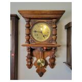 Vintage Oak Windup Wall Clock - 17x28