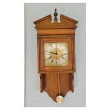 Vintage Wooden Windup Wall Clock 12x28