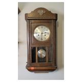 Vintage Oak Windup Wall Clock - 10x22