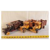 3- Wooden Stake Trucks