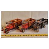 3- Wooden Stake Trucks