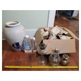 Large Blue Vase, Lamp Oil, & Oil Lamps & Shades