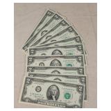 10- 1976 $2 Notes - Consecutive SN