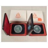 2- Canadian Silver Dollars 1975