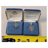 2- Sterling Franklin Mint Pendants - 2.4g each