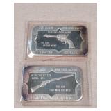 2- 1 Troy Oz. Silver Bars - Winchester / Pistol
