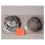 2- 1 Troy Oz. Silver Rounds