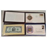 Franklin Mint $2 Note & 2- Medallions