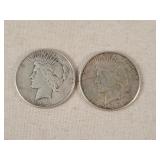 2- 1923-S Silver Peace Dollars