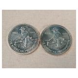 2- 1984 1 Troy Oz. Silver Prospector Rounds