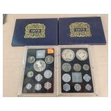 2- 1973 India Proof Coin Sets - some silver