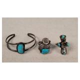 Vintage Unmarked Turqoise Rings & Bracelets