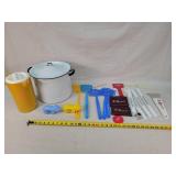 Enamel Cooker, Adv. Pig Banks, & Fly Swatters