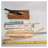Vintage Rulers & Scope & Cheese Box