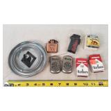 Cigarette Adv. Ash Tray, Matches, & Lighters