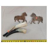 2- Horns & 2- Vintage Horse Halves