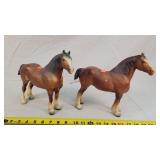 2- Breyer Clydesdale Horses - 10" Tall