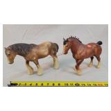 2- Breyer Horses 8" Tall - Worn / ears chipped