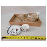 Gold Rim Glassware & Norway Cup & Saucer