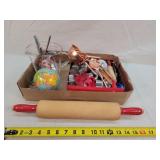 Tin Globe Bank, Rolling Pin, Kitchen Goodies