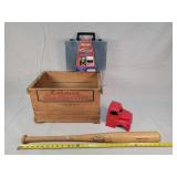 Wood Box, Glass Insulators, Louisville Bat