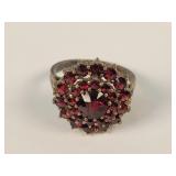 Beautiful Red Gem Ring - Marked but illegible
