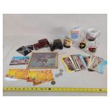 Post Cards, Cast Iron Car, & Glasses