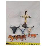 Skull Figures, Antler Cross, Toy Horses