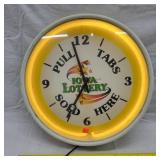 16" Neon Iowa Lottery Clock