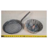 Gray Enamel 11" Skillet & Cake Mold