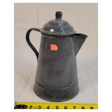 Gray Enamel Teapot 10" Tall