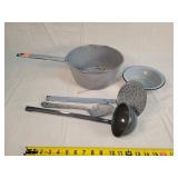 Gray Enamel Pot & Ladles